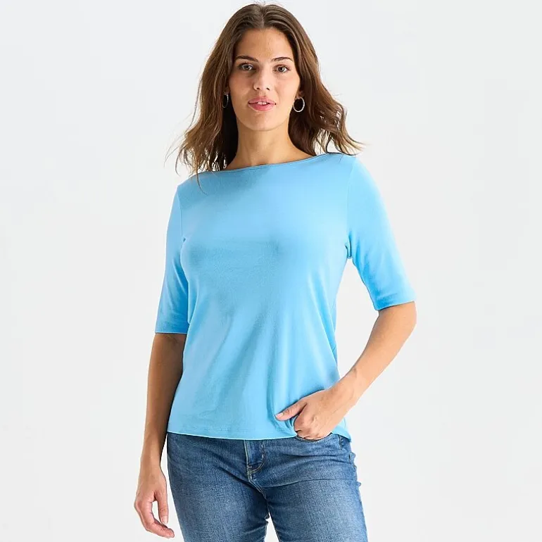 St. John's Bay Womens Boat Neck Elbow Sleeve T-Shirt