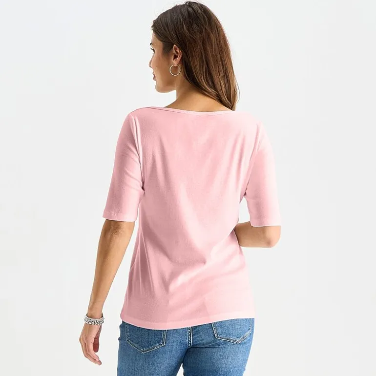 St. John's Bay Womens Boat Neck Elbow Sleeve T-Shirt