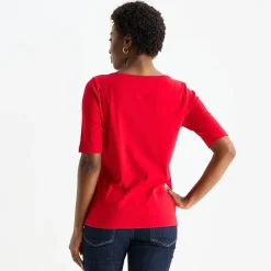 St. John's Bay Womens Boat Neck Elbow Sleeve T-Shirt