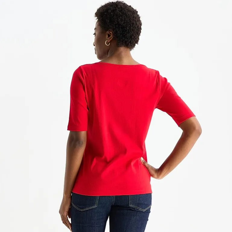 St. John's Bay Womens Boat Neck Elbow Sleeve T-Shirt