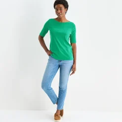St. John's Bay Womens Boat Neck Elbow Sleeve T-Shirt
