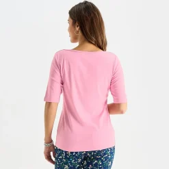 St. John's Bay Womens Boat Neck Elbow Sleeve T-Shirt