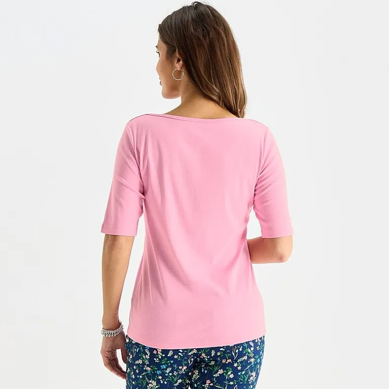 St. John's Bay Womens Boat Neck Elbow Sleeve T-Shirt