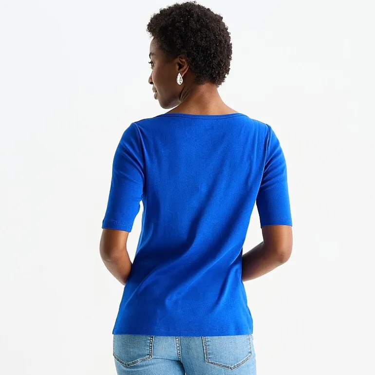 St. John's Bay Womens Boat Neck Elbow Sleeve T-Shirt