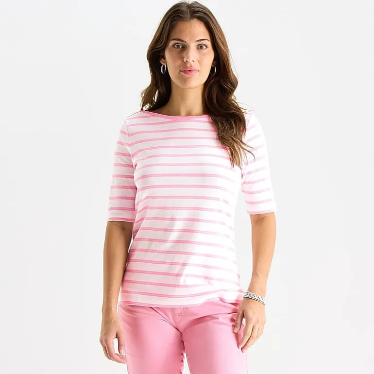 St. John's Bay Womens Boat Neck Elbow Sleeve T-Shirt