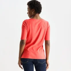 St. John's Bay Womens Boat Neck Elbow Sleeve T-Shirt