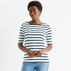 St. John's Bay Womens Boat Neck Elbow Sleeve T-Shirt