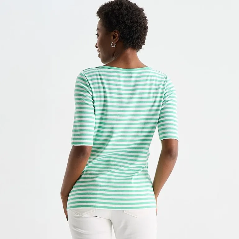 St. John's Bay Womens Boat Neck Elbow Sleeve T-Shirt
