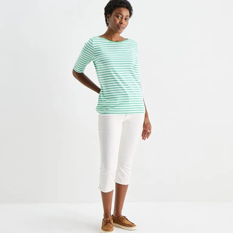 St. John's Bay Womens Boat Neck Elbow Sleeve T-Shirt