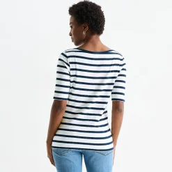 St. John's Bay Womens Boat Neck Elbow Sleeve T-Shirt