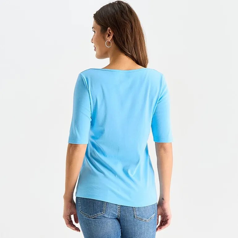 St. John's Bay Womens Boat Neck Elbow Sleeve T-Shirt