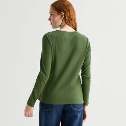 St. John's Bay Womens Crew Neck Long Sleeve T-Shirt