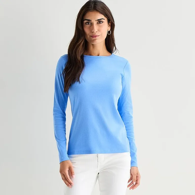 St. John's Bay Womens Crew Neck Long Sleeve T-Shirt