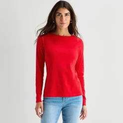 St. John's Bay Womens Crew Neck Long Sleeve T-Shirt