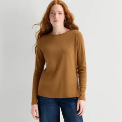 St. John's Bay Womens Crew Neck Long Sleeve T-Shirt
