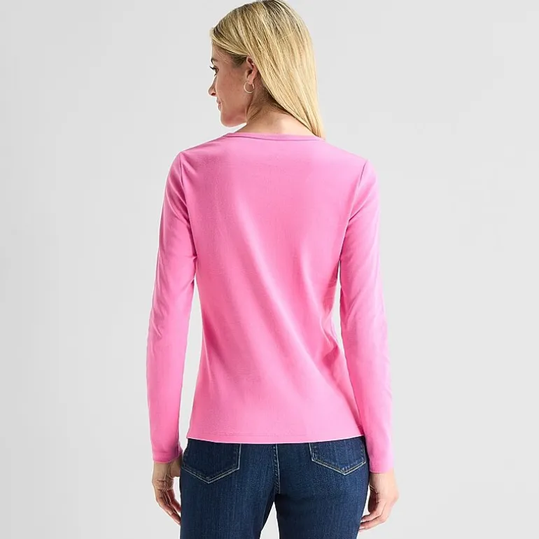 St. John's Bay Womens Crew Neck Long Sleeve T-Shirt