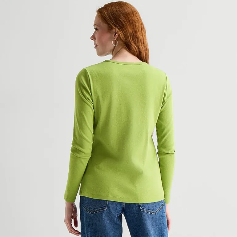 St. John's Bay Womens Crew Neck Long Sleeve T-Shirt