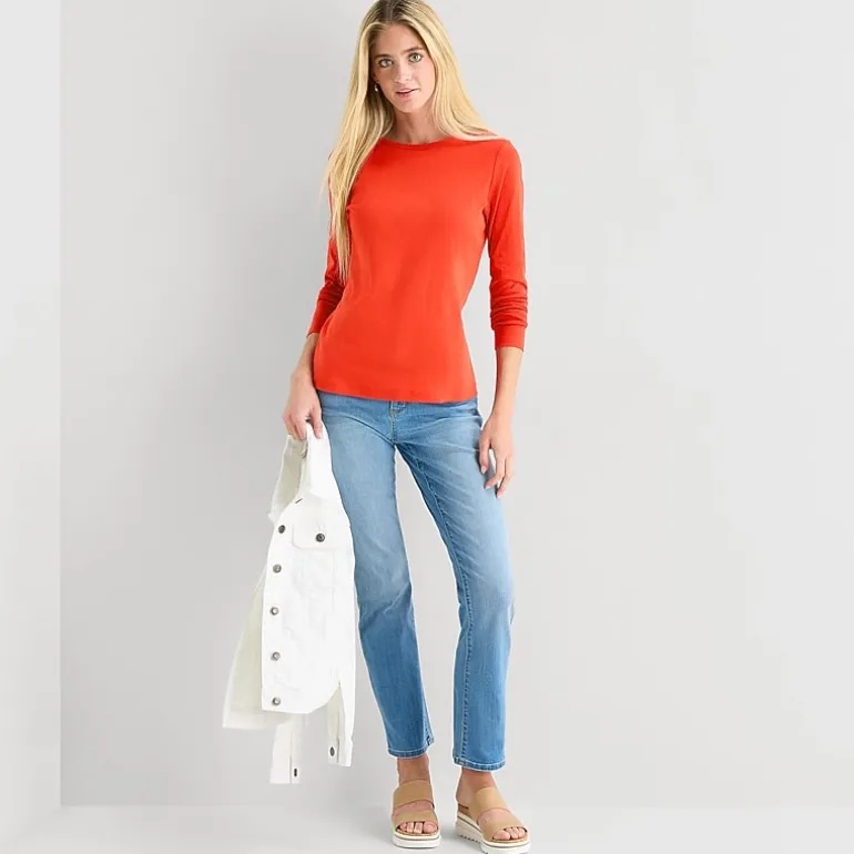St. John's Bay Womens Crew Neck Long Sleeve T-Shirt