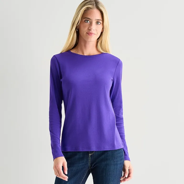 St. John's Bay Womens Crew Neck Long Sleeve T-Shirt