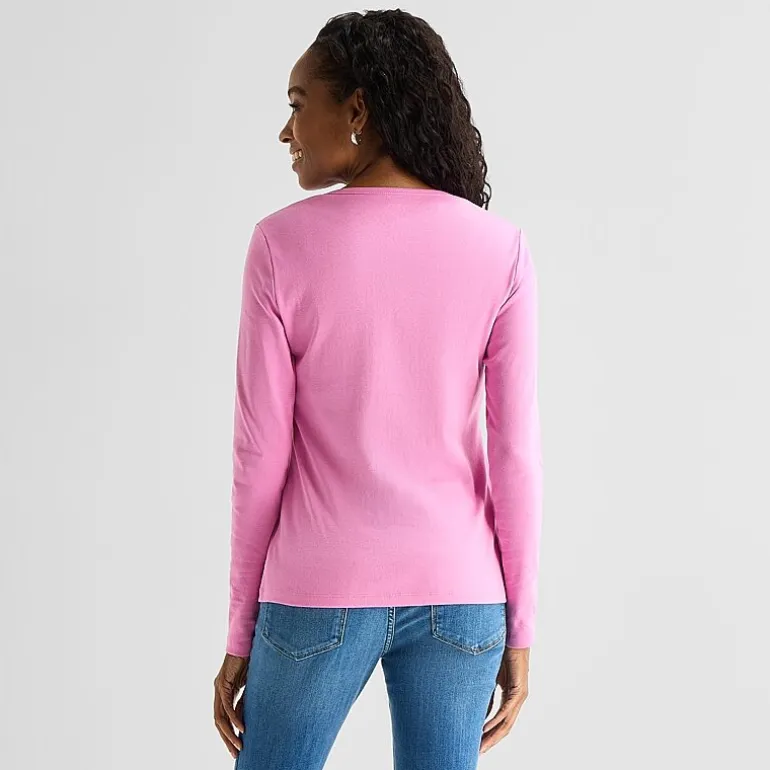 St. John's Bay Womens Crew Neck Long Sleeve T-Shirt
