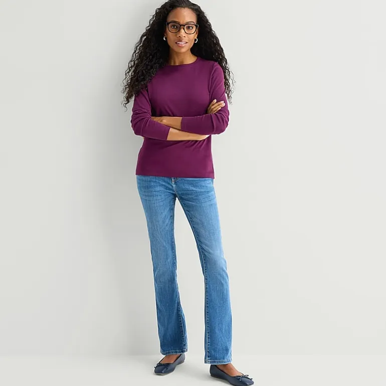 St. John's Bay Womens Crew Neck Long Sleeve T-Shirt