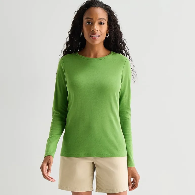 St. John's Bay Womens Crew Neck Long Sleeve T-Shirt