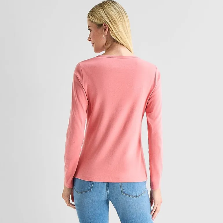 St. John's Bay Womens Crew Neck Long Sleeve T-Shirt