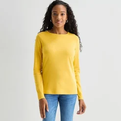 St. John's Bay Womens Crew Neck Long Sleeve T-Shirt