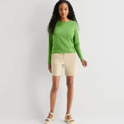 St. John's Bay Womens Crew Neck Long Sleeve T-Shirt