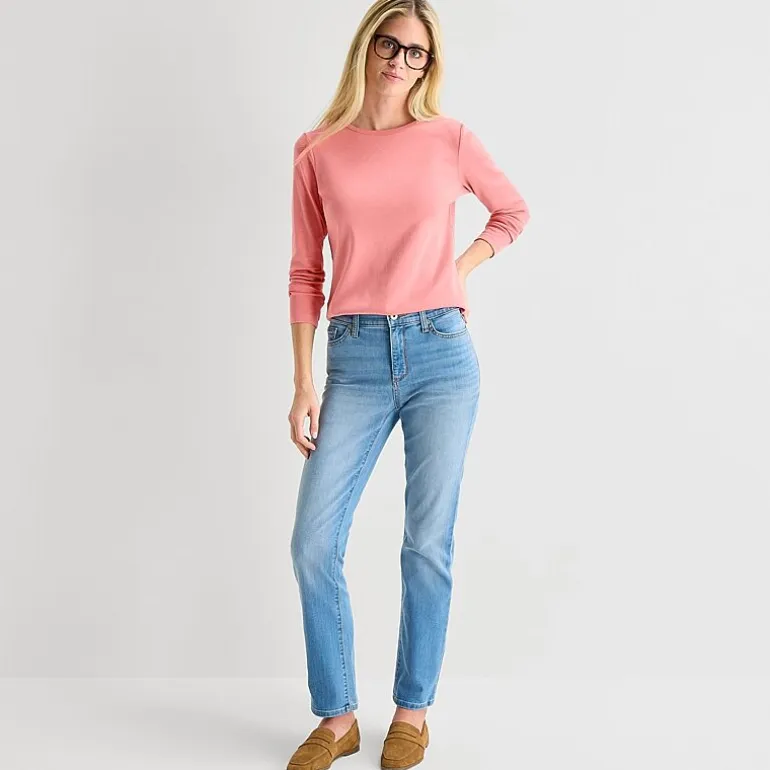 St. John's Bay Womens Crew Neck Long Sleeve T-Shirt