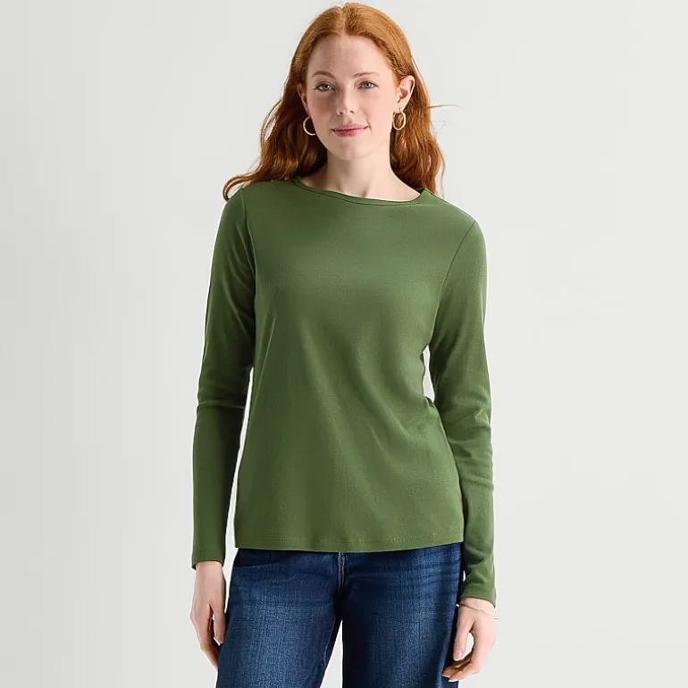 St. John's Bay Womens Crew Neck Long Sleeve T-Shirt