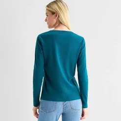St. John's Bay Womens Crew Neck Long Sleeve T-Shirt