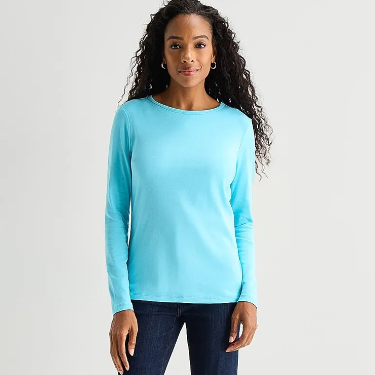 St. John's Bay Womens Crew Neck Long Sleeve T-Shirt