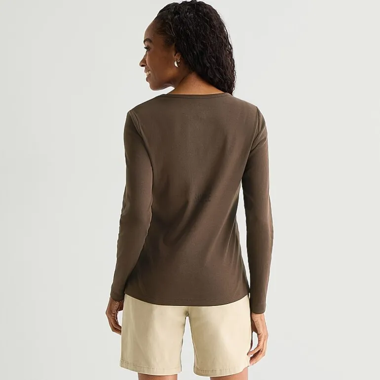 St. John's Bay Womens Crew Neck Long Sleeve T-Shirt