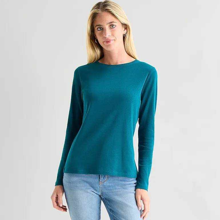 St. John's Bay Womens Crew Neck Long Sleeve T-Shirt