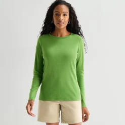 St. John's Bay Womens Crew Neck Long Sleeve T-Shirt