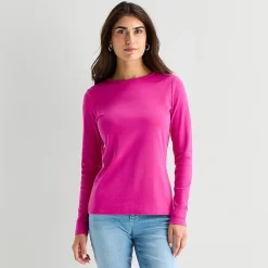 St. John's Bay Womens Crew Neck Long Sleeve T-Shirt