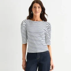 St. John's Bay Womens Crew Neck 3/4 Sleeve Blouse