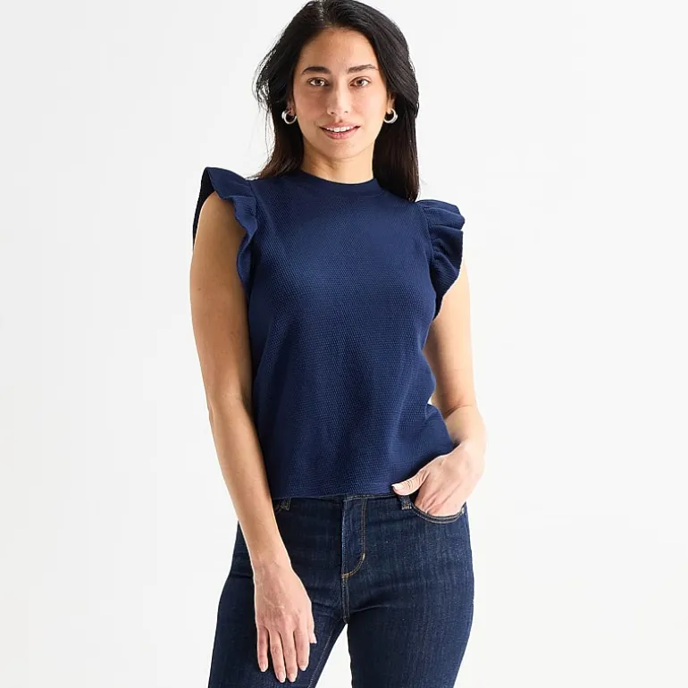 St. John's Bay Womens Crew Neck Short Sleeve Blouse
