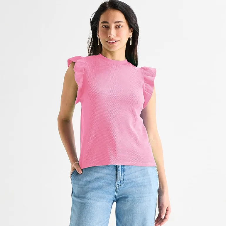St. John's Bay Womens Crew Neck Short Sleeve Blouse