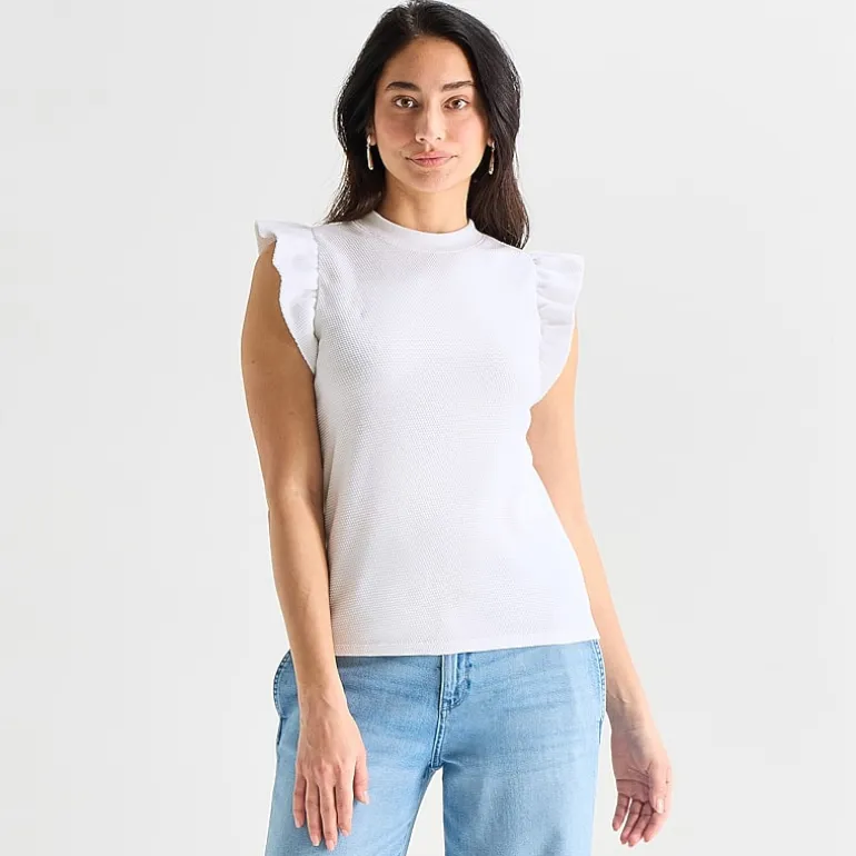 St. John's Bay Womens Crew Neck Short Sleeve Blouse