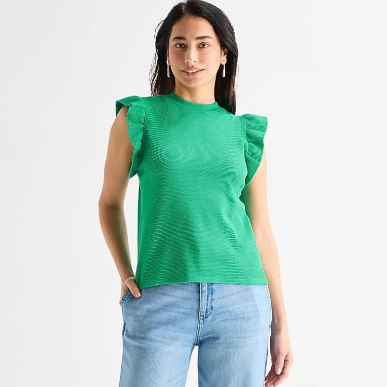 St. John's Bay Womens Crew Neck Short Sleeve Blouse