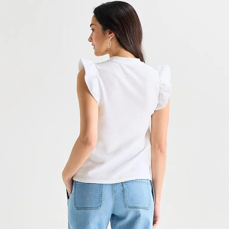 St. John's Bay Womens Crew Neck Short Sleeve Blouse
