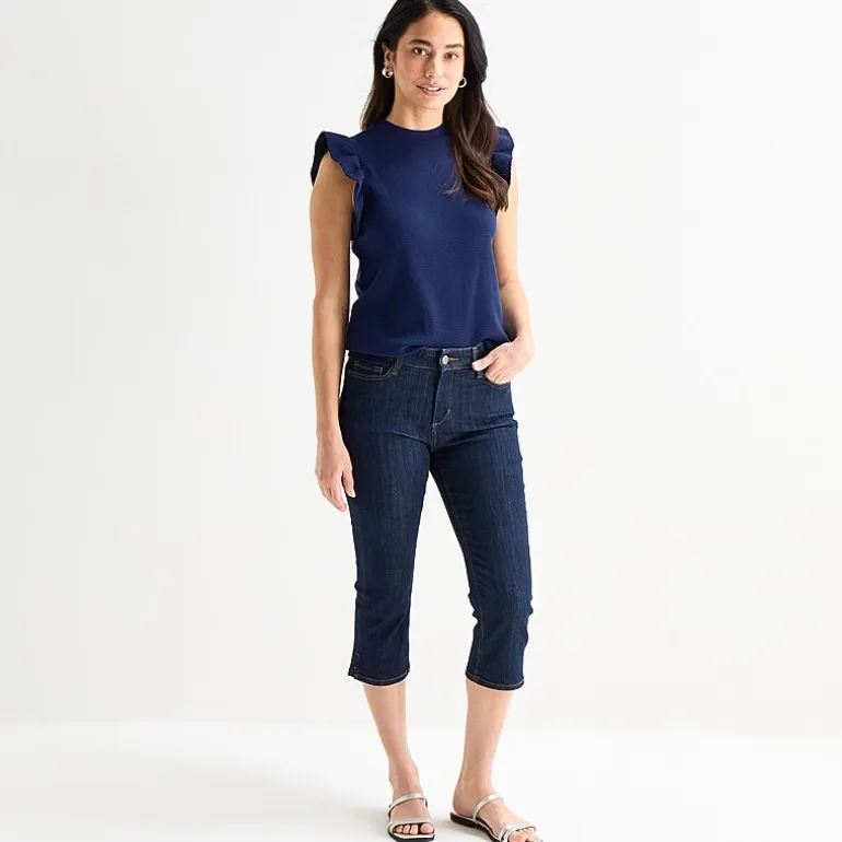 St. John's Bay Womens Crew Neck Short Sleeve Blouse