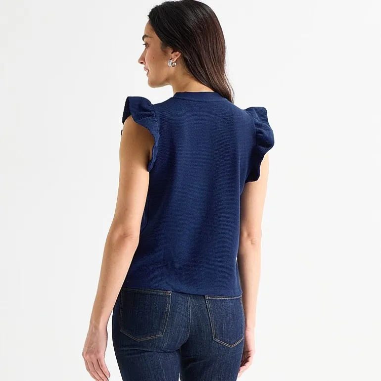 St. John's Bay Womens Crew Neck Short Sleeve Blouse