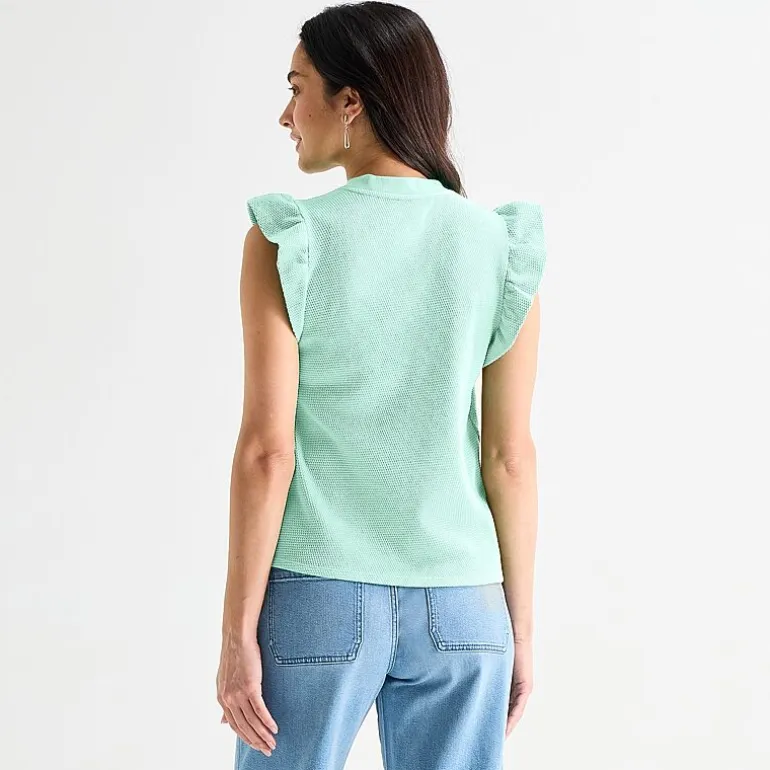 St. John's Bay Womens Crew Neck Short Sleeve Blouse
