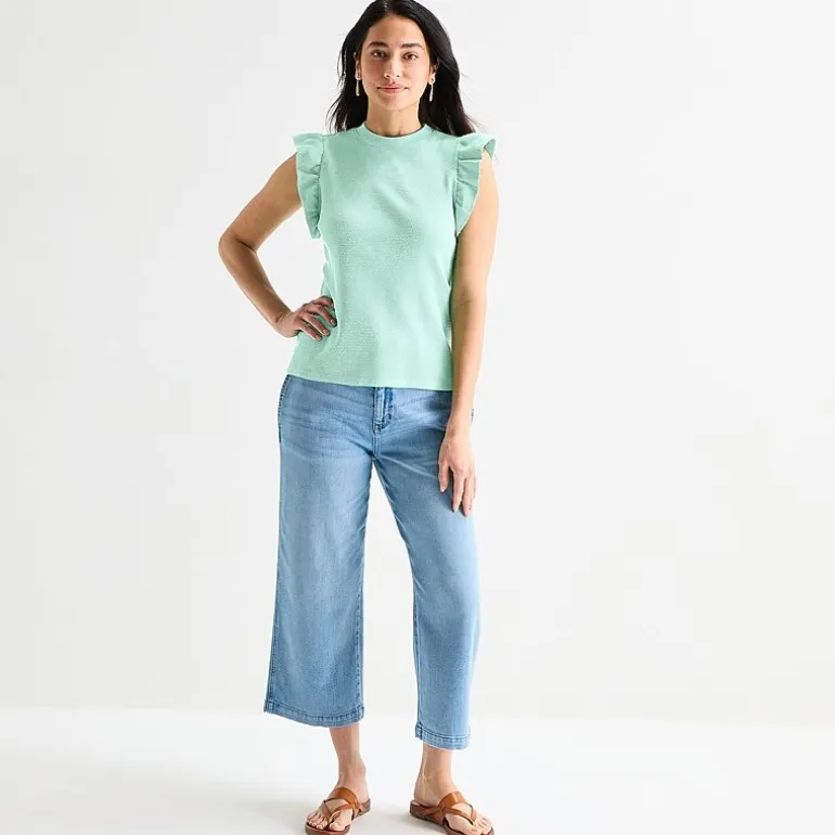 St. John's Bay Womens Crew Neck Short Sleeve Blouse