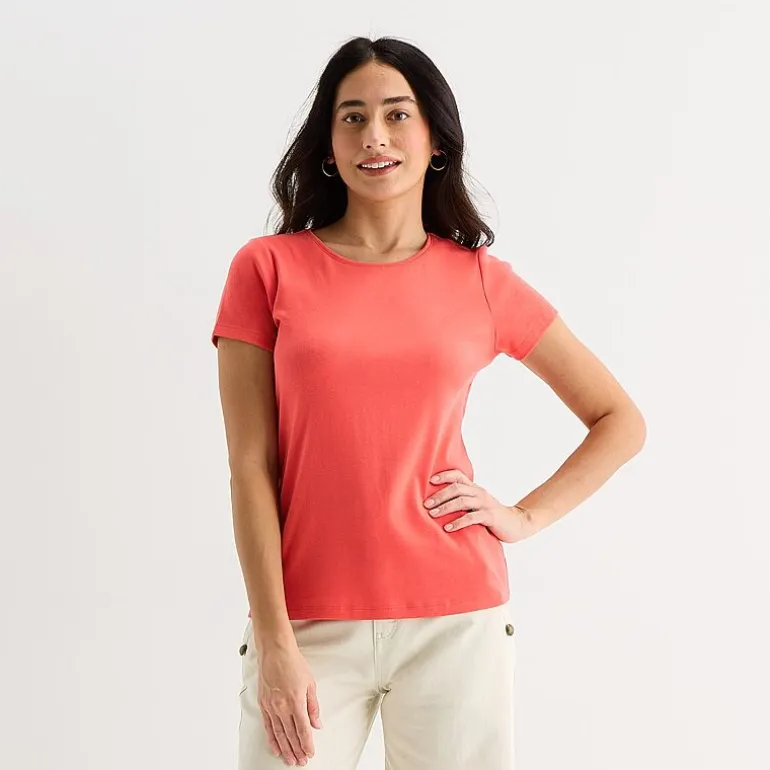 St. John's Bay Womens Crew Neck Short Sleeve T-Shirt
