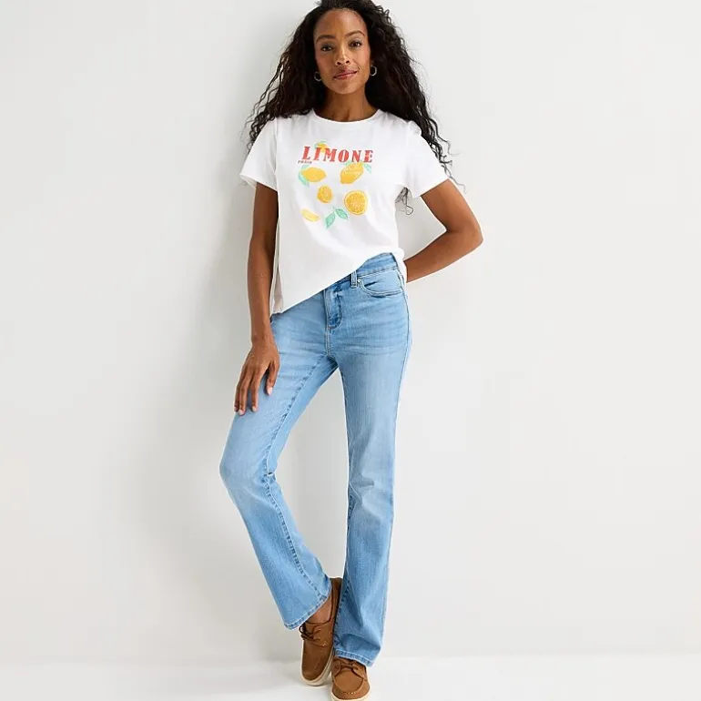 St. John's Bay Womens Crew Neck Short Sleeve Regular Fit Graphic T-Shirt