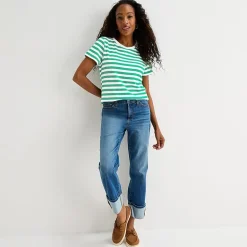 St. John's Bay Womens Crew Neck Short Sleeve Regular Fit Graphic T-Shirt